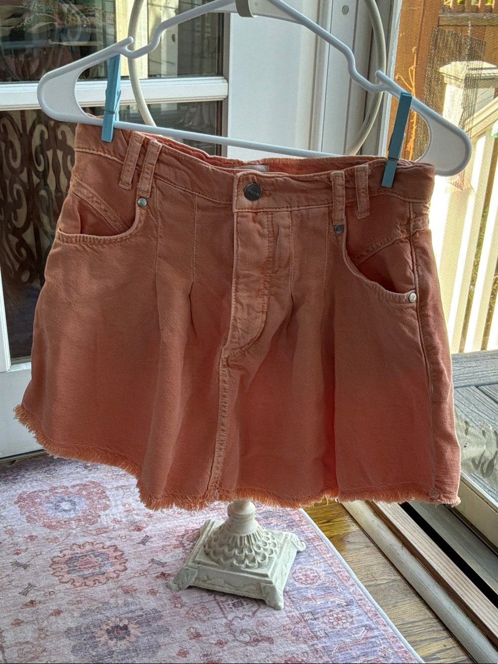 Pilcro Coral Orange Denim A-Line Skirt for Kids